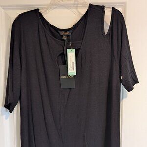 🆕️ NWT - Black Goldray Garima Asymmetric Cold Shoulder Top - Size 1X